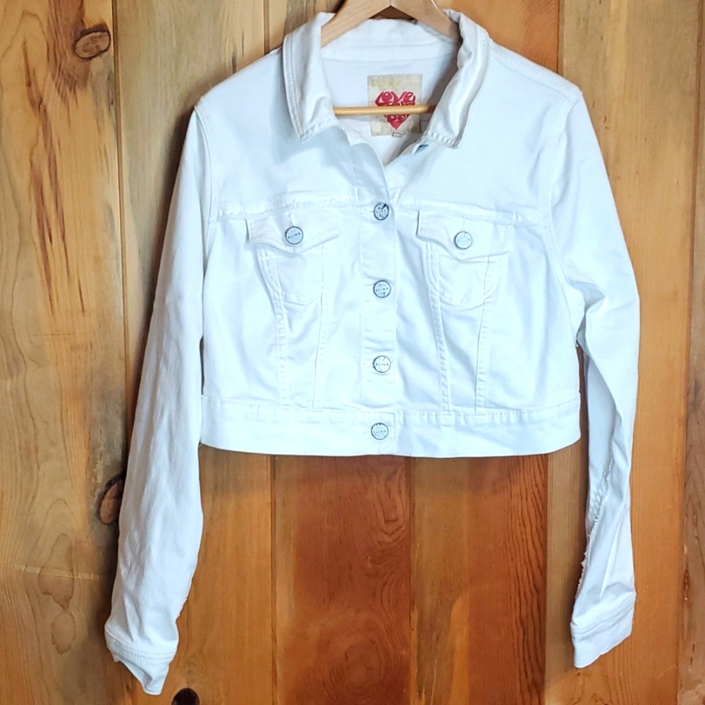 🐞Slink Jeans Love our Body White Cropped Jean Jacket Size S